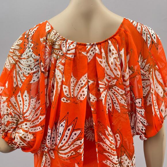 Diane Von Furstenberg DVF Top Women 2 Merrill Blouse Silk Spike Flower Flowy - Picture 5 of 9